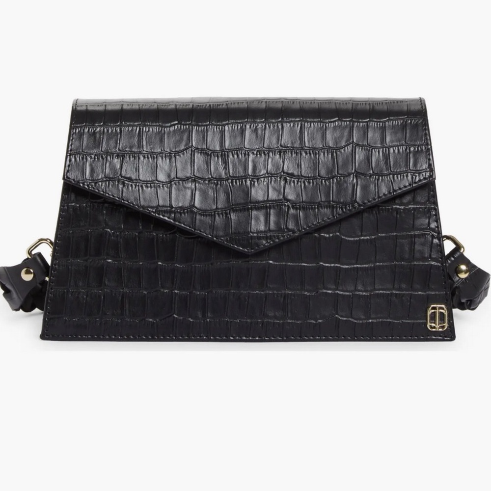 NWT Made in Italy Anima Iris Zara Croc Embossed Leather Shoulder Bag w/ Dust Bag